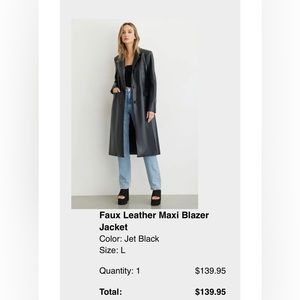 dynamite faux leather maxi blazer jacket